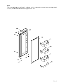 FF DOOR RH Diagram and Parts List for PFE24JSKAKSS  General Electric Refrigerator
