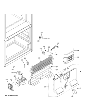 FREEZER SECTION Diagram and Parts List for GNE21FMKFFES  General Electric Refrigerator