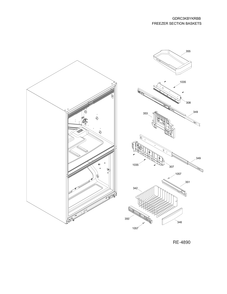 FREEZER SECTION BASKETS Diagram and Parts List for GDRC3KBYKRBB  General Electric Refrigerator