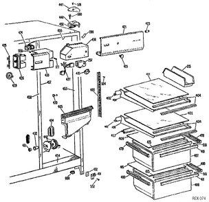 REFRIGERATOR SECTION Diagram and Parts List for TFXC20RRAAD  General Electric Refrigerator