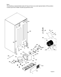 SEALED SYSTEM & MOTHERBOARD Diagram and Parts List for GTRS0HBZALSS  General Electric Refrigerator