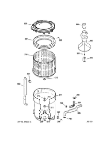 TUB Diagram and Parts List for EJRR4170E1WW  General Electric Washer