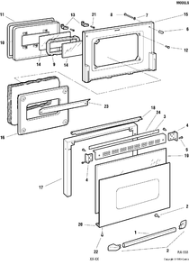 DOOR ASSEMBLY Diagram and Parts List for GRCR3830ZSS-2  General Electric Range
