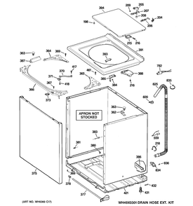 CABINET, COVER & FRONT PANEL Diagram and Parts List for MNSR1090H7WW  General Electric Washer