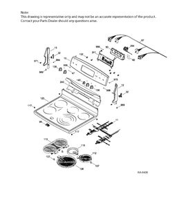 CONTROL PANEL & COOKTOP Diagram and Parts List for PCB980DF2WW  General Electric Range