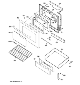 Door & Drawer Parts Diagram and Parts List for ABS45DF1WS  General Electric Range