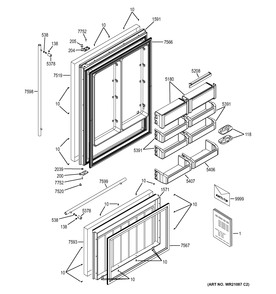 DOORS Diagram and Parts List for ZICS360NHBRH  General Electric Refrigerator