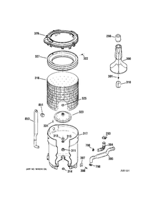 TUB GROUP Diagram and Parts List for GNSR2140B2WW  General Electric Washer
