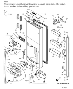 DISPENSER DOOR Diagram and Parts List for PYE22PSHISS  General Electric Refrigerator