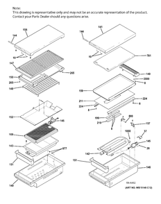 GRILL & GRIDDLE ASM Diagram and Parts List for ZDP484NGP8SS  General Electric Range