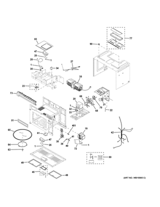 Oven Cavity Parts Diagram and Parts List for HMV1472BHS  General Electric Microwave