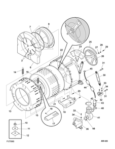 TUB & MOTOR Diagram and Parts List for 54501  General Electric Washer