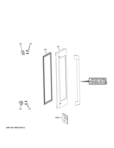 Door Diagram and Parts List for CCP06BP4PBW2  General Electric Wine and Beverage Cooler