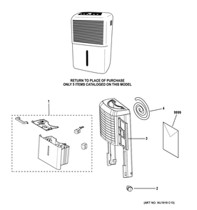 Dehumidifier Diagram and Parts List for APHL50LBW1  General Electric Dehumidifier