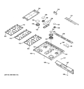 Control Panel & Cooktop Diagram and Parts List for CGS985SET7SS  General Electric Range