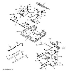 Gas & Burner Parts Diagram and Parts List for PGS950SEF5SS  General Electric Range