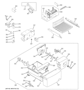 Ice Maker & Dispenser Diagram and Parts List for GSS20ESHCSS  General Electric Refrigerator