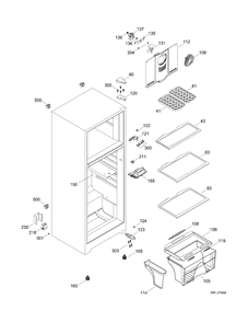 Part Location Diagram of WR01L04743 GE HINGE CTR Assembly