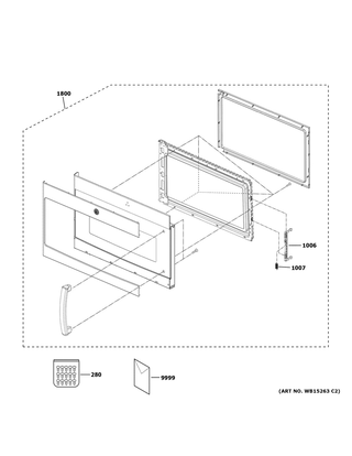 Door Parts Diagram and Parts List for PSA9120SF6SS  General Electric Microwave Oven Combo