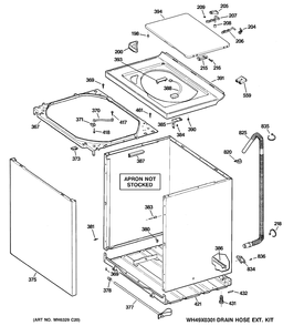CABINET, COVER & FRONT PANEL Diagram and Parts List for EWA6500DCWW  General Electric Washer