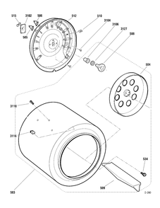 DRUM & HEATER Diagram and Parts List for PSKP333EB0WW  General Electric Dryer