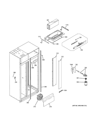 Fresh Food Section Diagram and Parts List for ZISB360DKC  General Electric Refrigerator