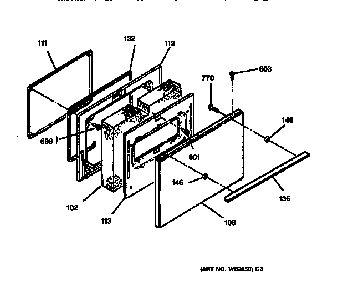 Door Diagram and Parts List for RB754YSAD  Hotpoint Range