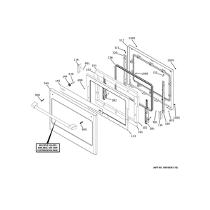 Lower Door Diagram and Parts List for CTD90FP4N5W2  General Electric Wall Oven