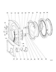 DOOR-FRONT PANEL Diagram and Parts List for GCVH6500K1WW  General Electric Washer