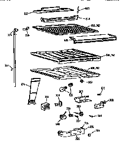 Compartment Separator Assembly Diagram and Parts List for TBX18DASJRWH  General Electric Refrigerator