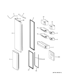 Doors Diagram and Parts List for GBE17HYRCFS  General Electric Refrigerator