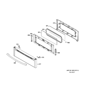 UPPER DOOR Diagram and Parts List for JCGB850SEF1SS  General Electric Range