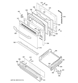 Door & Drawer Parts Diagram and Parts List for JGBS64DEF1BB  General Electric Range