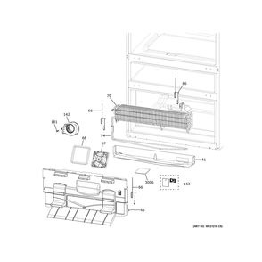 Freezer Section Diagram and Parts List for CVE28DP4NHW2  General Electric Refrigerator