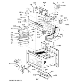 Interior Parts Diagram and Parts List for ZSC1001J2SS  General Electric Microwave