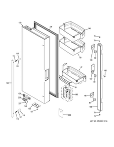 Fresh Food Door - Lh Diagram and Parts List for ZWE23ESHJSS  General Electric Refrigerator