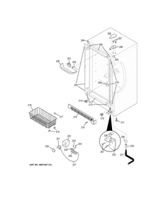Cabinet Diagram and Parts List for FUM21DHBRWW  General Electric Freezer