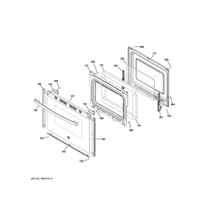 Door Diagram and Parts List for GRF500SV2SS  General Electric Range