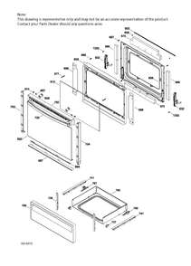 DOOR & DRAWER PARTS Diagram and Parts List for JCBS660DJ1WW  General Electric Range