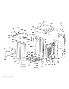 Cabinet And Top Panel Diagram and Parts List for VFD31GSSR0WW  General Electric Dryer