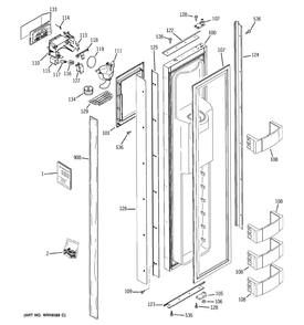 FREEZER DOOR Diagram and Parts List for ZISW480DRK  General Electric Refrigerator