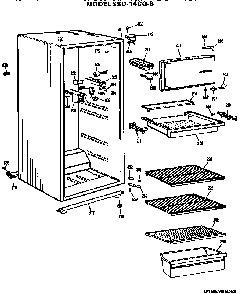 Cabinet Parts Diagram and Parts List for SSD14CGBLWH  Hotpoint Refrigerator