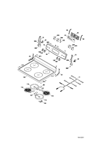 CONTROL PANEL & COOKTOP Diagram and Parts List for JCB630SF1SS  General Electric Range