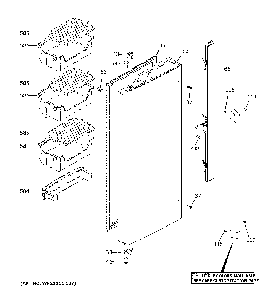 Fresh Food Door - Lh Diagram and Parts List for CWE19SP2NLS1  General Electric Refrigerator