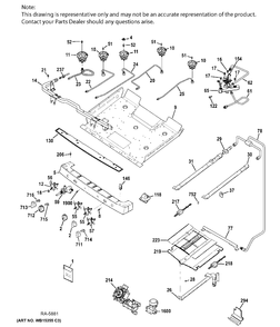 GAS & BURNER PARTS Diagram and Parts List for PCGB945SEF3SS  General Electric Range
