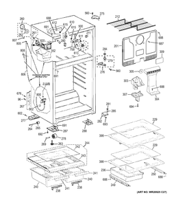 CABINET Diagram and Parts List for GTH18GCDGRCC  General Electric Refrigerator