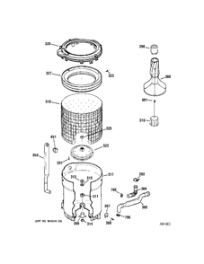 TUB Diagram and Parts List for 57731H2WW  General Electric Washer