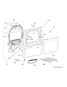 Front Panel & Door Diagram and Parts List for GTD65GBSJ2WS  General Electric Dryer