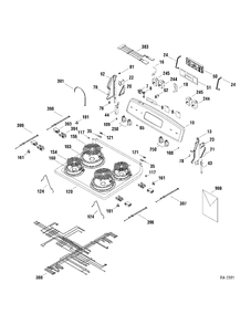 CONTROLS Diagram and Parts List for JCBP24DM1WW  General Electric Range