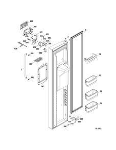 FZ DOOR Diagram and Parts List for DSRF5KGXAEWW  General Electric Refrigerator